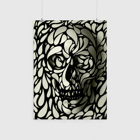 Fancy Skull Poster, Sugar Skull Art Print, Black And White Skull Wall Art Gift