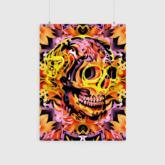 Skull Art Print, Colorful Abstract Pattern Skull Wall Art, Skull Art Print Home Decor, Sugar Skull Poster Gift, Gothic Skull Home Decor Gift