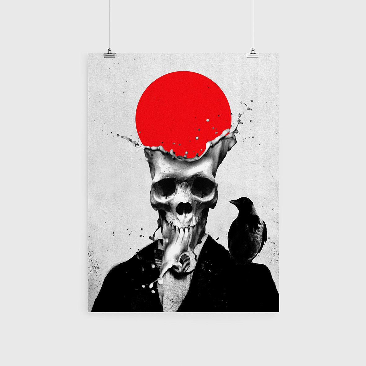 Splash Skull Poster, Sugar Skull Print Wall Art, Gothic Skull Home Decor, Skull Art Print Gift, Abstract Skull Art Illustration By Ali Gulec