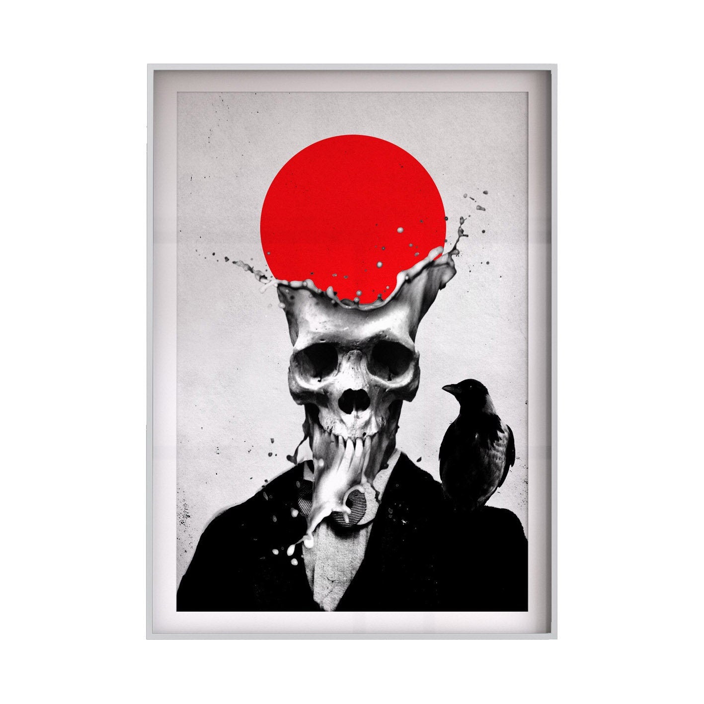 Splash Skull Poster, Sugar Skull Print Wall Art, Gothic Skull Home Decor, Skull Art Print Gift, Abstract Skull Art Illustration By Ali Gulec