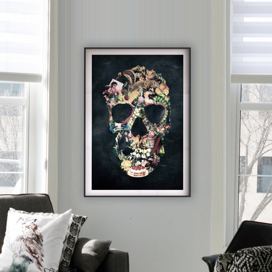 Skull Art Poster, Sugar Skull Art Gift, Skull Art Print, Gothic Home Decor Gift