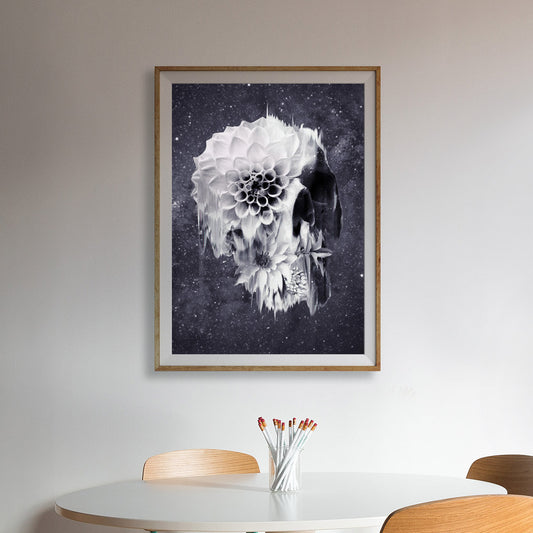 Skull Art Poster, Sugar Skull Art Print, Flower Skull Wall Art, Floral Skull Home Decor Gift, Skull Art Wall Decor Illustration by Ali Gulec