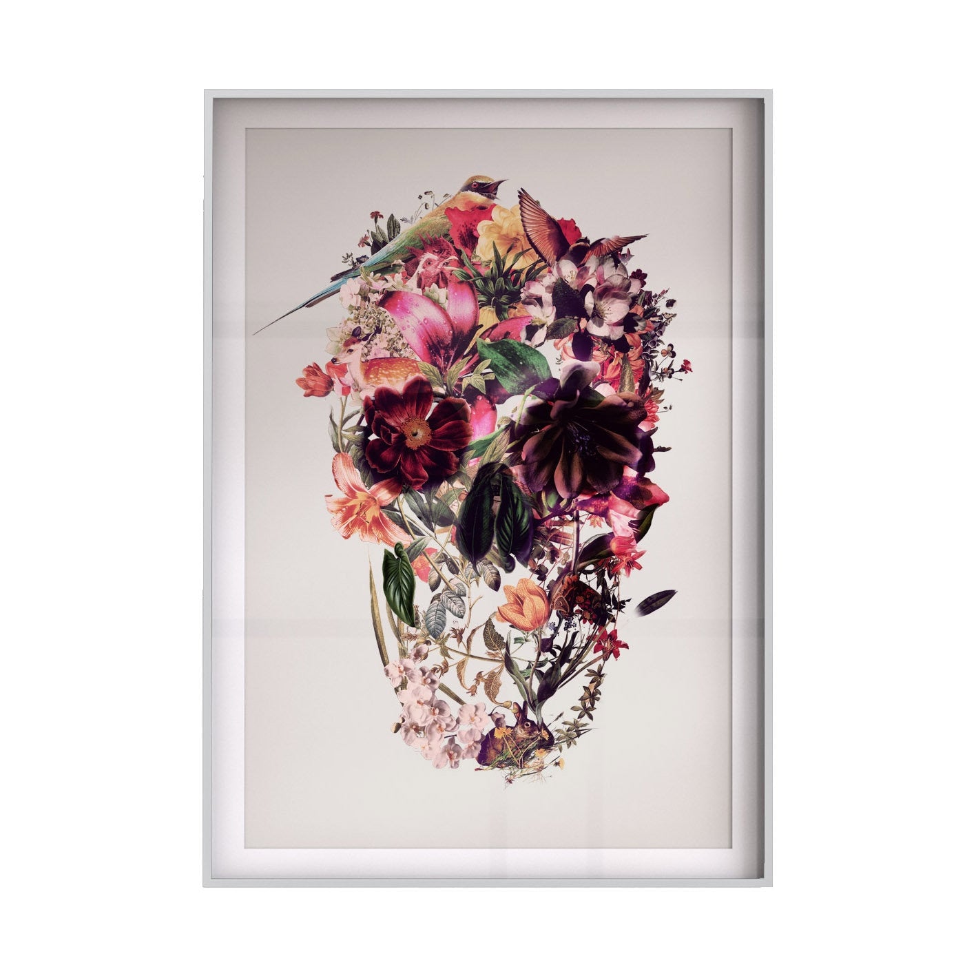 Set Of 3 Skull Art Print, Flower Skull Art Poster Set Home Decor, Sugar Skull Wall Art Gift Poster Set, A4 Instant Download Printable Skull