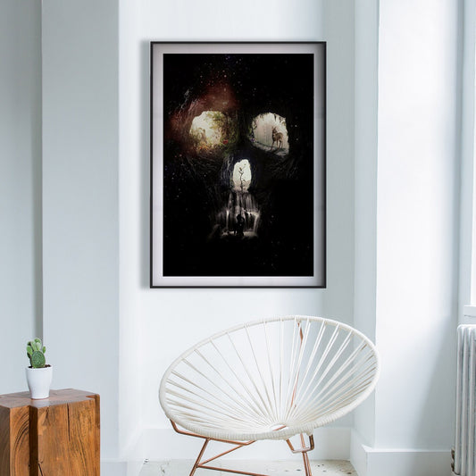 Skull Poster, Cave Skull Wall Art Gift, Sugar Skull Home Decor, Skull Art Print, Nature Skull Art, Skull Illustration By Ali Gulec