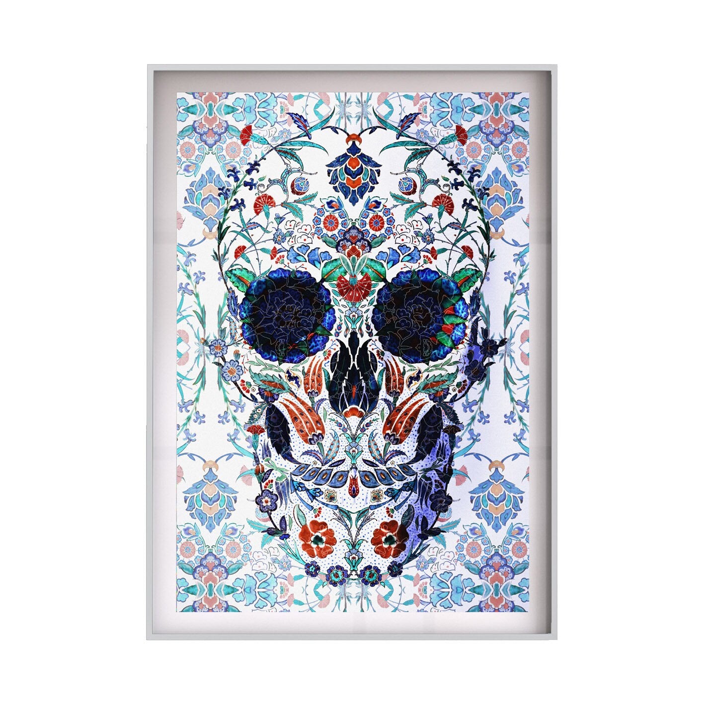 Sugar Skull Poster, Gothic Skull Art Print, Floral Skull Illustration, Gothic Home Decor Gift, Original Skull Wall Art, Skull Wall Art Gift