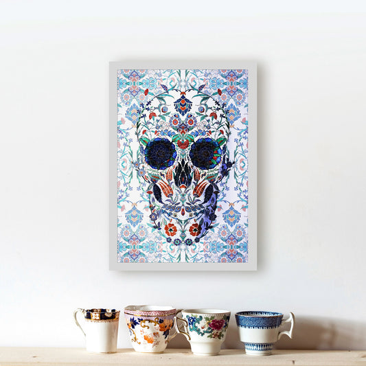 Sugar Skull Poster, Gothic Skull Art Print, Floral Skull Illustration, Gothic Home Decor Gift, Original Skull Wall Art, Skull Wall Art Gift