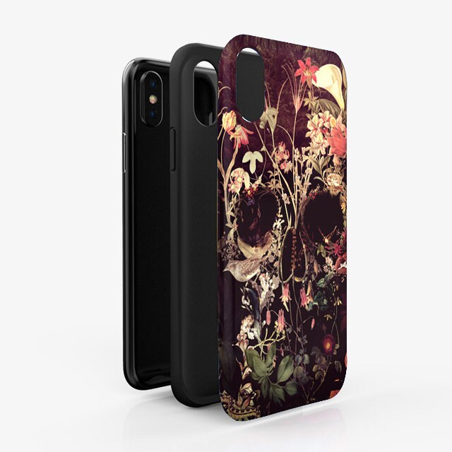 Bloom Skull iPhone 15 Case, Floral Skull iPhone Case, Flower Skull Samsung Case, Sugar Skull Phone Case Gift, Skull Case For iPhone 13 Mini