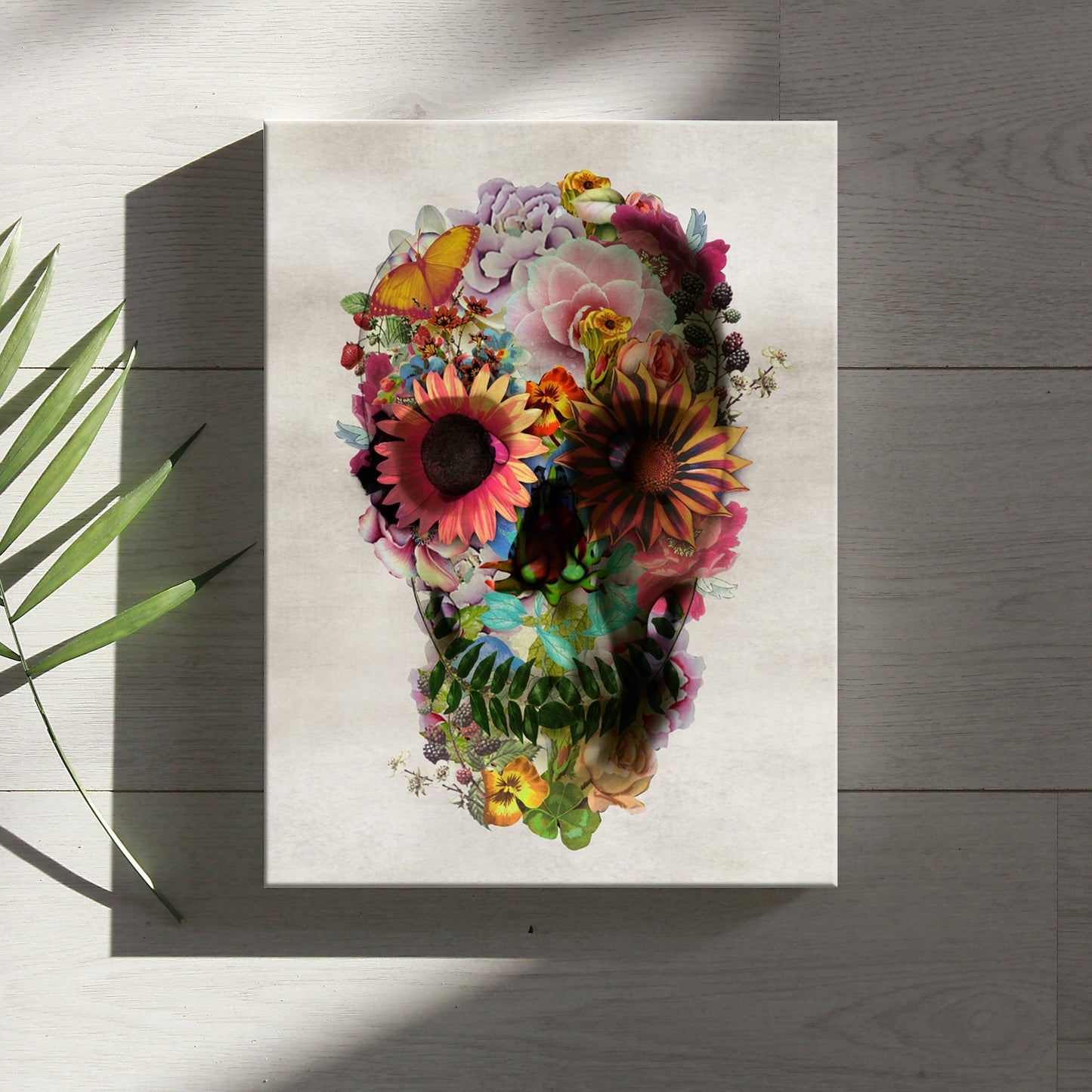 Set of 2 Canvas Prints, Sugar Skull Canvas Set, Floral Skull 2 Piece Canvas Decor, Flower Skull Wall Art, Gothic Home Decor Gift, Boho Art