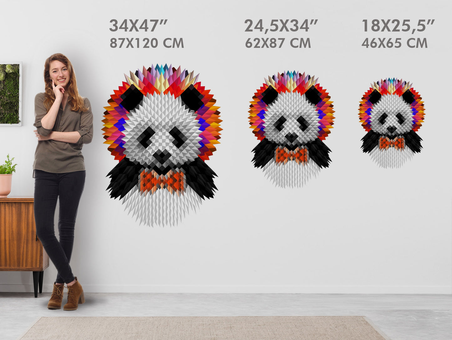 Panda Wall Sticker, Funny Panda Wall Decal, Vinyl Panda Home Decor, Colorful Panda Wall Art Gift, Nursery Kids Room Panda Art Wall Decal