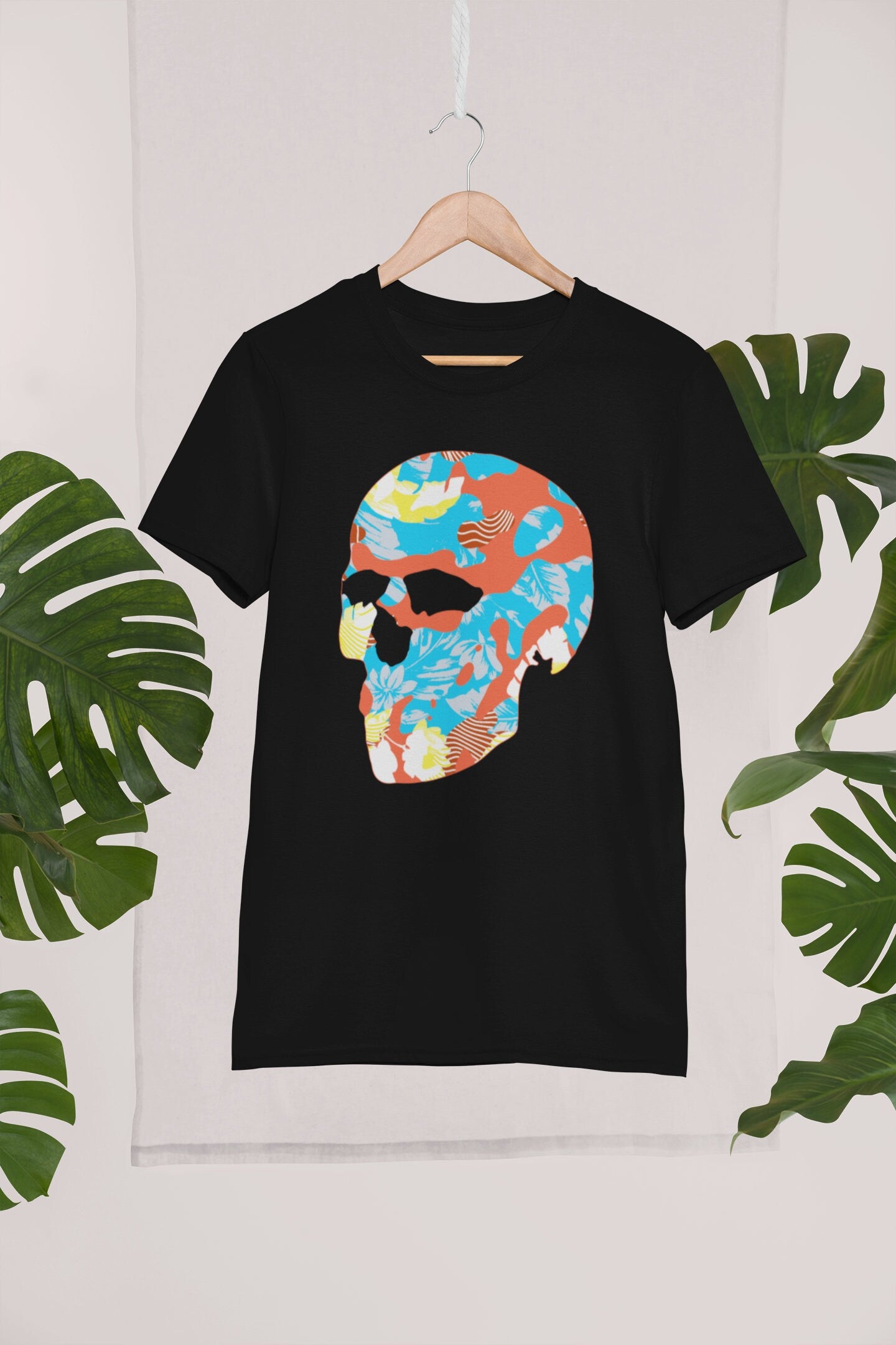 Sugar Skull Men's T-shirt, Skull Print Mens Tshirt, Abstract Sugar Skull Art Shirt, Skull Graphic Tee Gift For Him, Gothic Skull Shirt Gift