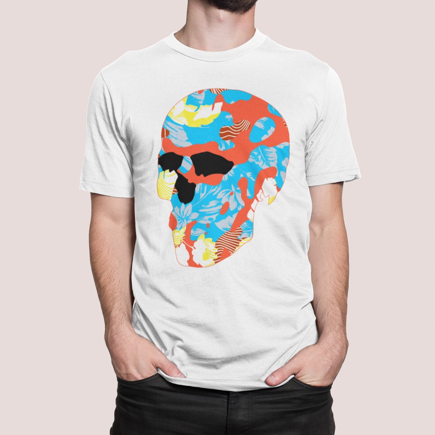 Sugar Skull Men's T-shirt, Skull Print Mens Tshirt, Abstract Sugar Skull Art Shirt, Skull Graphic Tee Gift For Him, Gothic Skull Shirt Gift