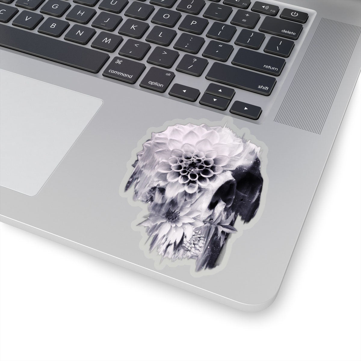Floral Skull Sticker, Gothic Skull Art Sticker, Premium Sugar Skull Art Vinyl Sticker, Skull Art Sticker Gift, Laptop Phone Kiss-Cut Sticker