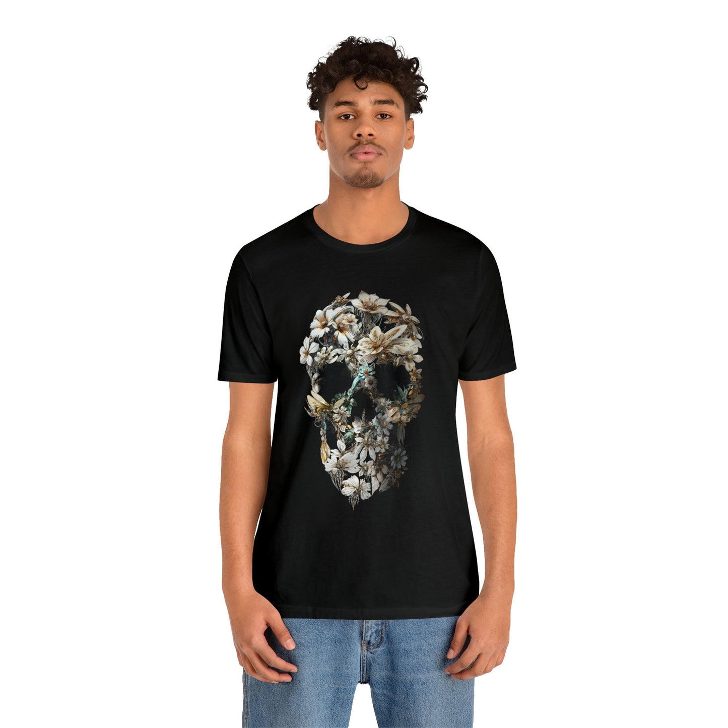 Skull Men's T-shirt, Bloom Skull Mens T Shirt, Skull Art Print Gift For Him