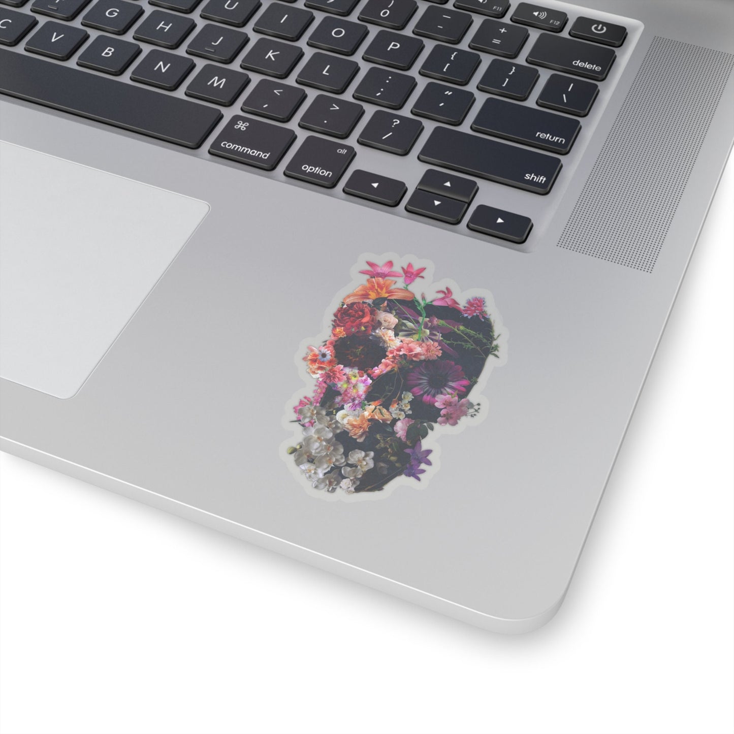 Cool Skull Sticker, Sugar Skull Art Sticker, Premium Skull Art Vinyl Sticker, Gothic Art Skull Gift, Floral Laptop Phone Kiss-Cut Sticker