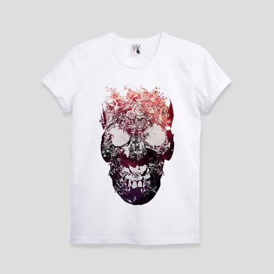 SALE Floral Skull Mens T shirt, Skull Art Print Tshirt, Sugar Skull Print T-shirt,Boho Gift For Him,Skull Illustration Graphic Tee Clearance