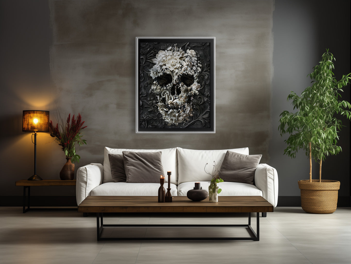 Cool Skull Poster, Sugar Skull Art Print, Flower Skull Wall Decor Gift